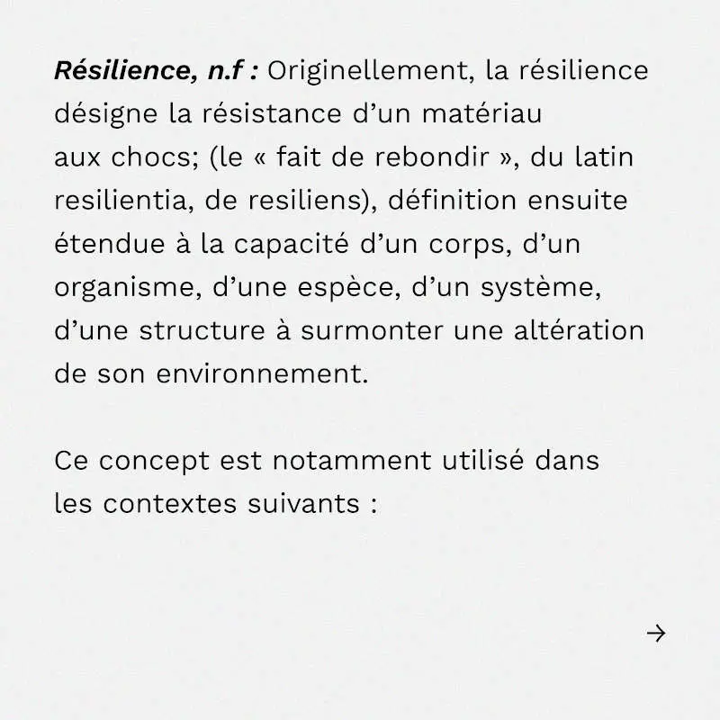 Définition de la résilience