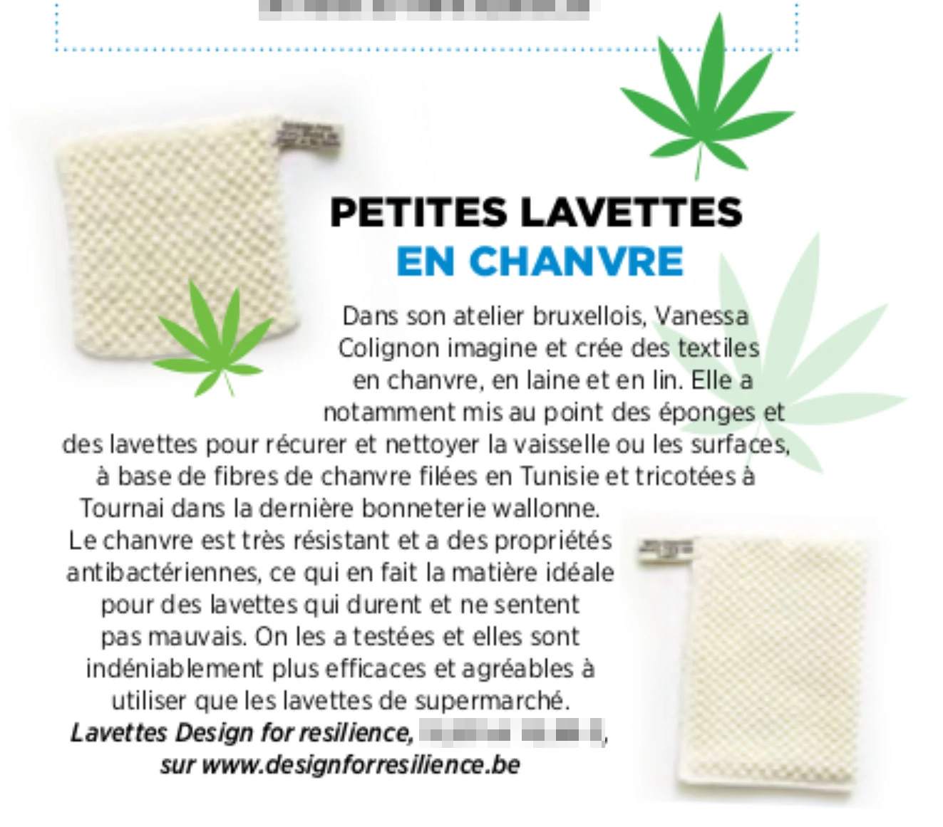 Extrait du magazine Bio Tempo, article parlant de Design for Resilience