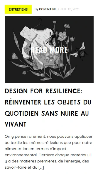 Morceau de l'article de Dot to dot magazine concernant Design for Resilience