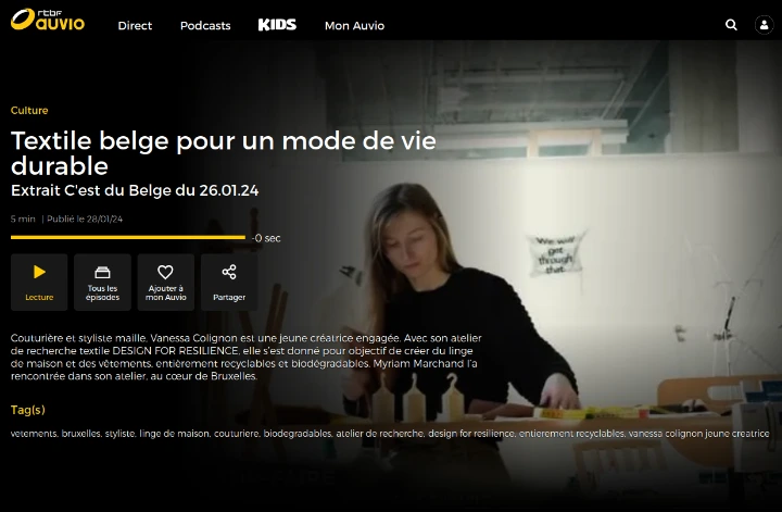 Aperçu image du reportage RTBF Auvio C'est du Belge de Design for Resilience
